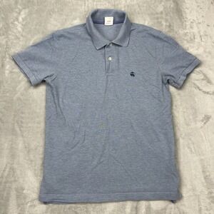 Brooks Brothers Performance Polo Shirt Mens M Gray Slim Fit Side Slit Popover